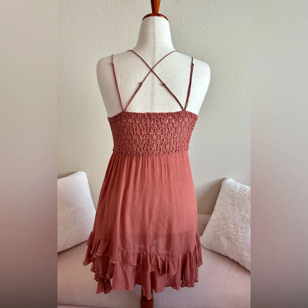 Free People FP One Adella Slip Dress Women’s Large Rust Orange Festival Boho - Picture 6 of 15
